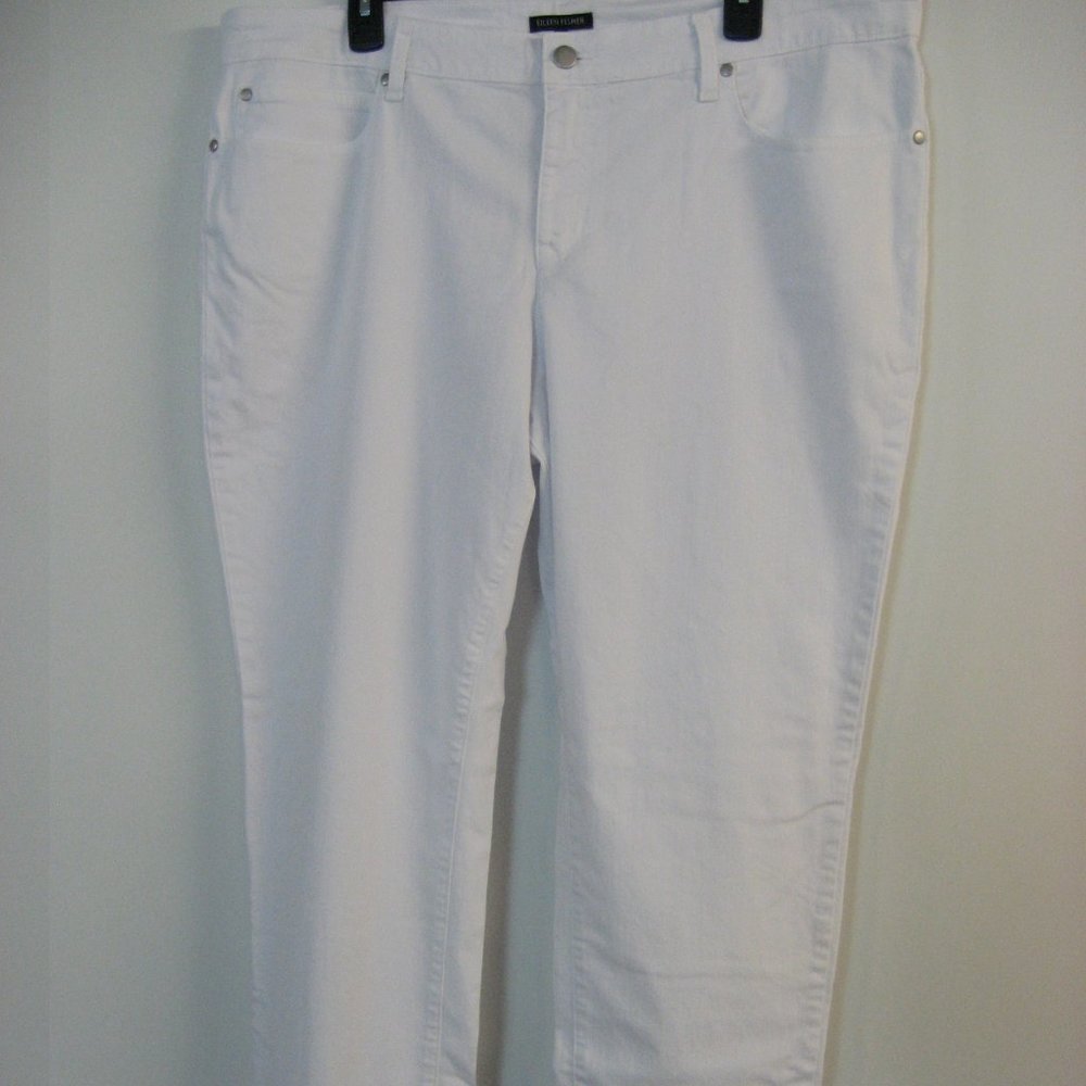 EILEEN FISHER White Twill Stretch Jean 18